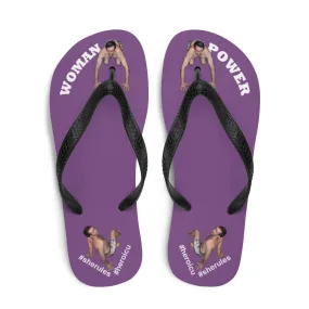 Woman Power Fabric Top Flip Flop Sandal Has Men Bow To Your Toes Purple Color with White Letters (NEW 2023-04)