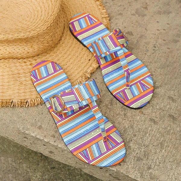 Women's Casual Flat Belt Buckle Fashion Beach Flip Flop 76559314S