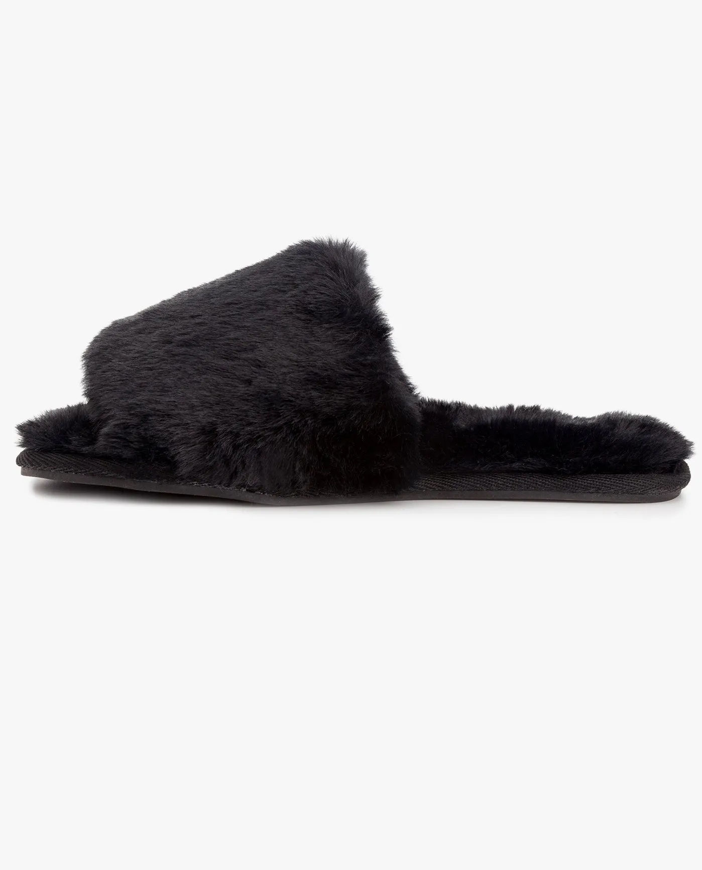 WOMENS LILLY OPEN TOE FAUX FUR SLIPPER