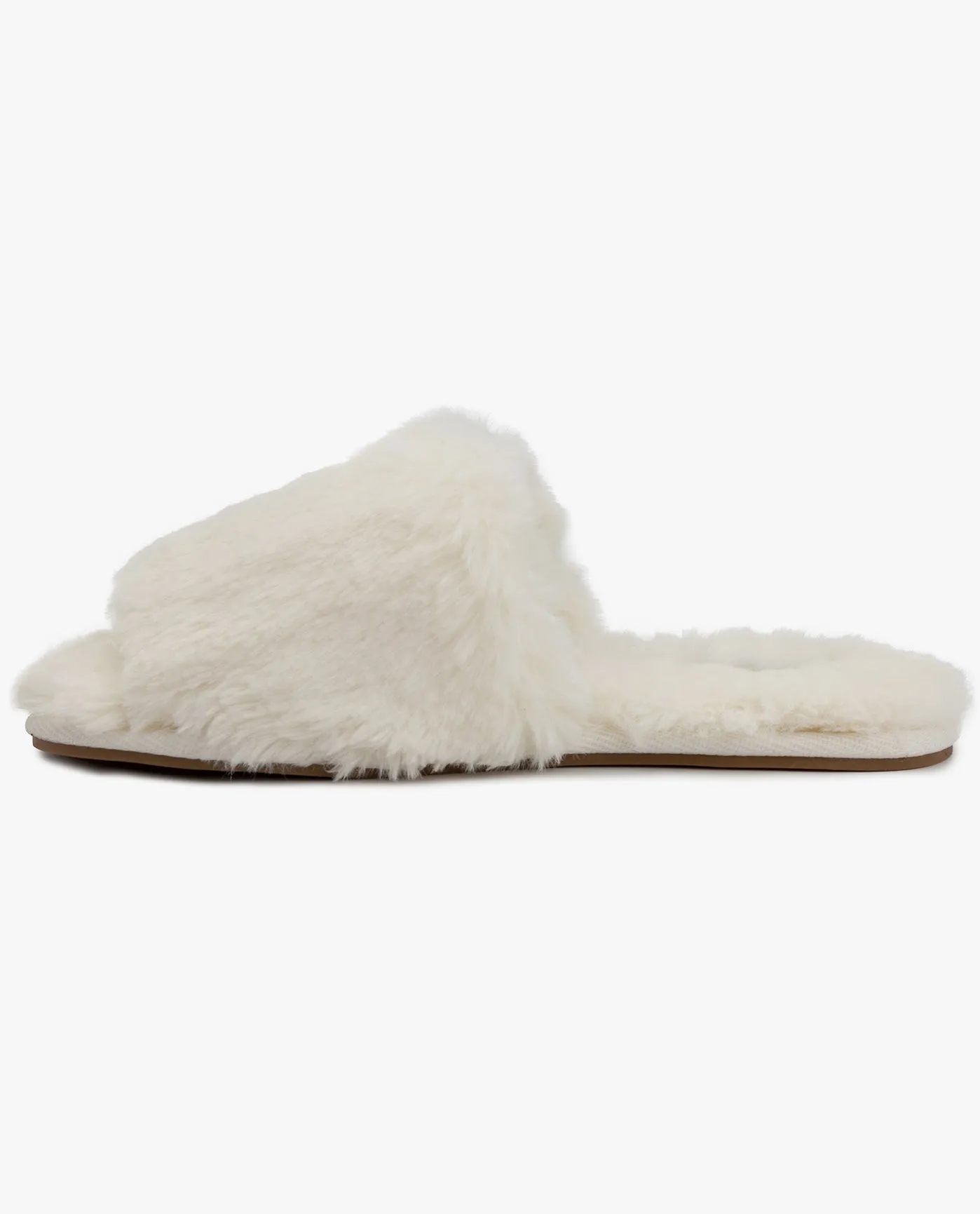 WOMENS LILLY OPEN TOE FAUX FUR SLIPPER